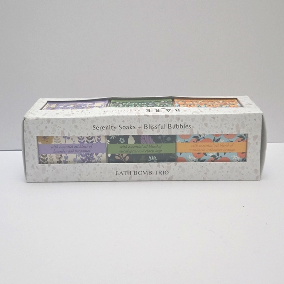 Free BARE By Baudelaire bath Bomb trio, Serenity Soaks + Blissful Bubble Trio - Picture 2 of 3
